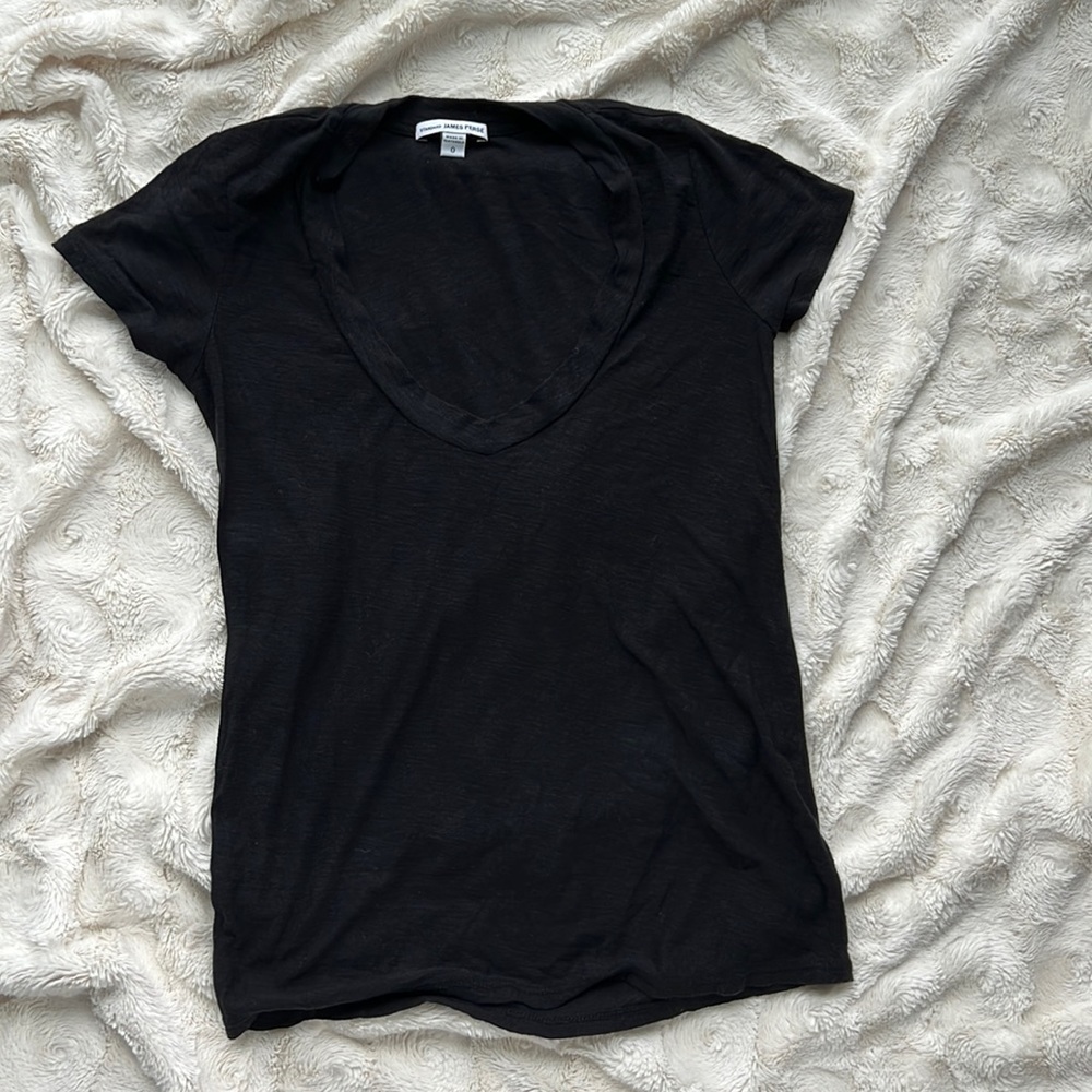 Black James Perse size 0 scoop neck tee